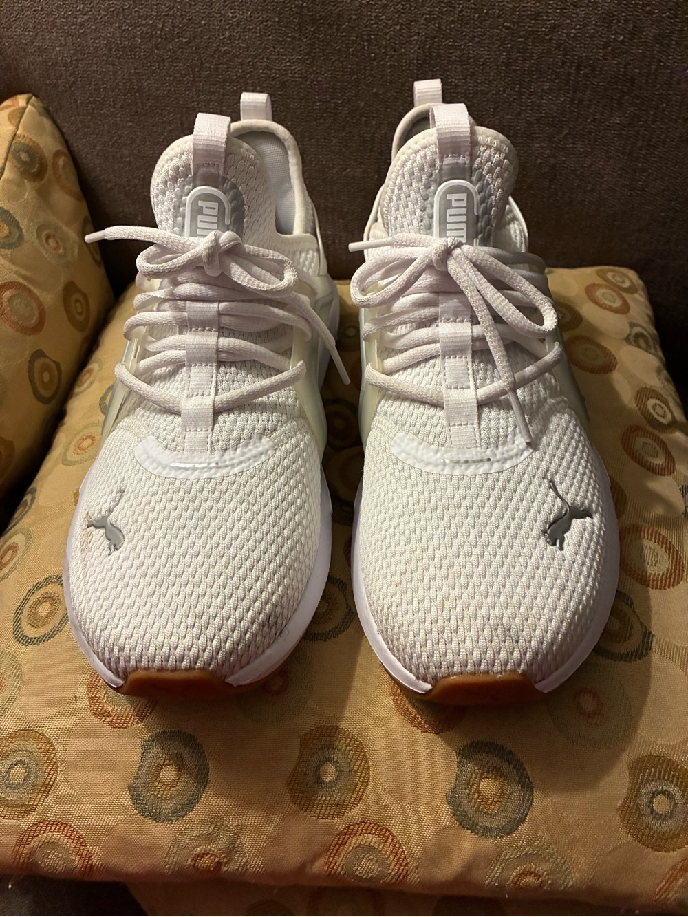 Puma Women’s White Mesh Sneakers with Gum Sole